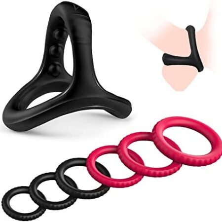 Silicone Penis Rings Cockring Set with 6 Different Sizes Cock Rings for Erection Enhancing Fun, Long Lasting Stronger Men Sex Toy, Strechy Adult Sex Toys for Men or Couple Games Better Sex