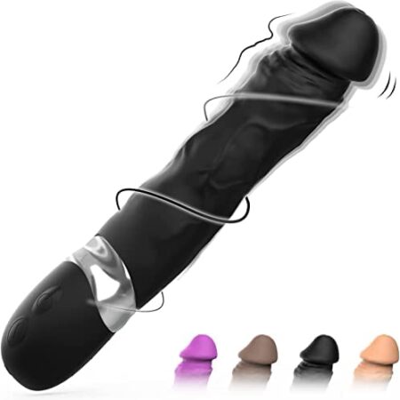 FIDECH Realistic Vibrators, AV Dildo Vibrator with 7 Vibration Modes, Silicone Sex Toy for Women, Masturbation Stimulation, Erotic Sex Toy for Women and Couples (Black)