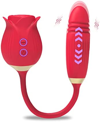 Vibrator Toy for Woman, Vibrator Nipple Clitoral Stimulator Toy, Thrusting Dildo Clitoris Stimulating Vibrator with 12 Modes, Personal Massager Adult Sex Toys & Games (Red)