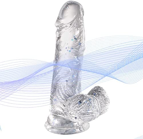 Realistic Dildos Feels Like Skin, Clear Dildo with Suction Cup for Hands-Free Play, Body-Safe Material and Adult Sex Toys for Women (Transparent, 7.9In*1.7in)