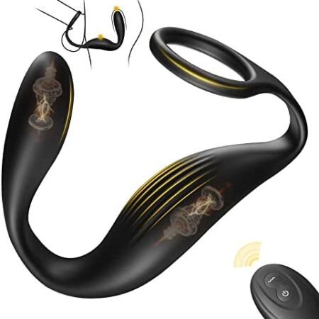 Flexible & Wearable Prostate Massager Anal Butt Plug Vibrator Sex Toys for Men Couples-Remote Control G Spot Vibrators with Penis Cock Ring,Male Adult Toys Prostate Massaging Device for Men Anal Dildo