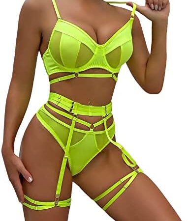 AMhomely Sexy Lingerie for Women Naughty Sex Outfits Costumes Sexy Adult Babydoll Mesh See Through Sleepwear Intimates Thong With Garter Panty Lingerie Set 2 Piece Sets Comfy Erotic Nightwear