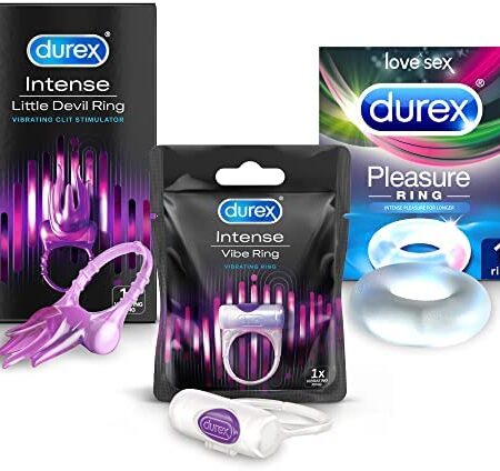 Durex Pleasure Rings Multiproduct, Pleasure Cock Ring, Little Devil Vibrating Ring and Play Ring Vibrations