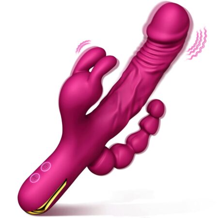 G Spot Rabbit Vibrator - Sex Toys 9.5 inch Vibrating Dildo with 10 Vibration Modes 3 in 1 VibratorClitoris G-spot Anal Stimulation Massager for Women and Couple （Pink）
