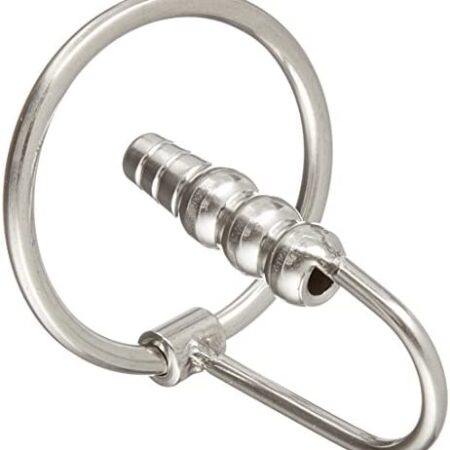 The Bondage Locker Penis Plug with Glans Ring and Sperm Stopper Ridged Shaft, 39 mm