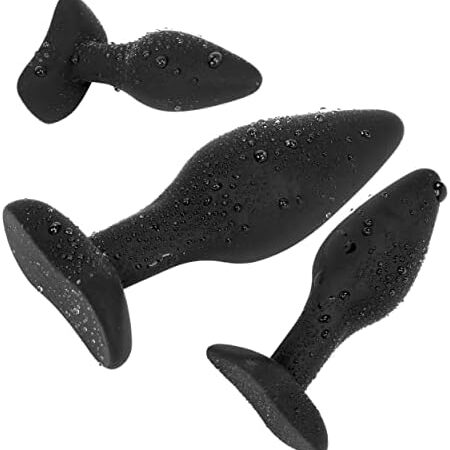 Belmalia Erotic Adult Toys - 3X Anal-Plug with Stable Foot, Silicone Dildo Triple Set Ø 30 Ø 40 Ø 45 mm, Butt-Plug Black
