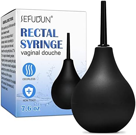Enema Bulb, Silicone Anal Douche, Anal Douche Superior Green Materials, Home Anal Colonic Vaginal Irrigation Cleaning Safe for Men and Women - Black, 7.6oz