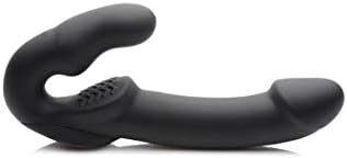 Evoke Rechargeable Vibrating Silicone Strapless Strap On- Black