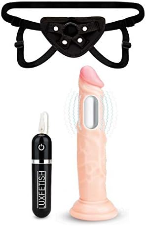 Lux Fetish - 8.5" Realistic Vibrating Dildo & Strap-on Harness Set