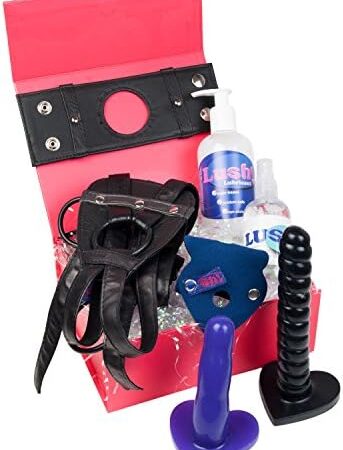 Sh! Double Strap On Dildo Kit : XS (Fits 8-10) Strapon Double Pleasure Set for Lesbian Couples: 2 Dildos, Harness, Adaptors, Lube & Cleaner Save £7