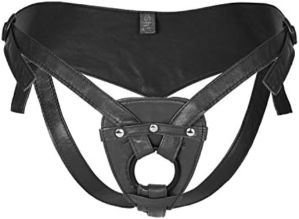 Sh! Super StrapON Harness: Black : S/M (Fits Size 6-12) Comfortable Soft Leather Strap On Belt