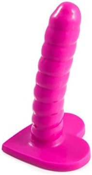 Sh! Wirly Girly 2 Slim Dildo Deep Pink 5.25 x 1 Inch Thin Ribbed Silicone Strap-On or Pegging Sex Toy